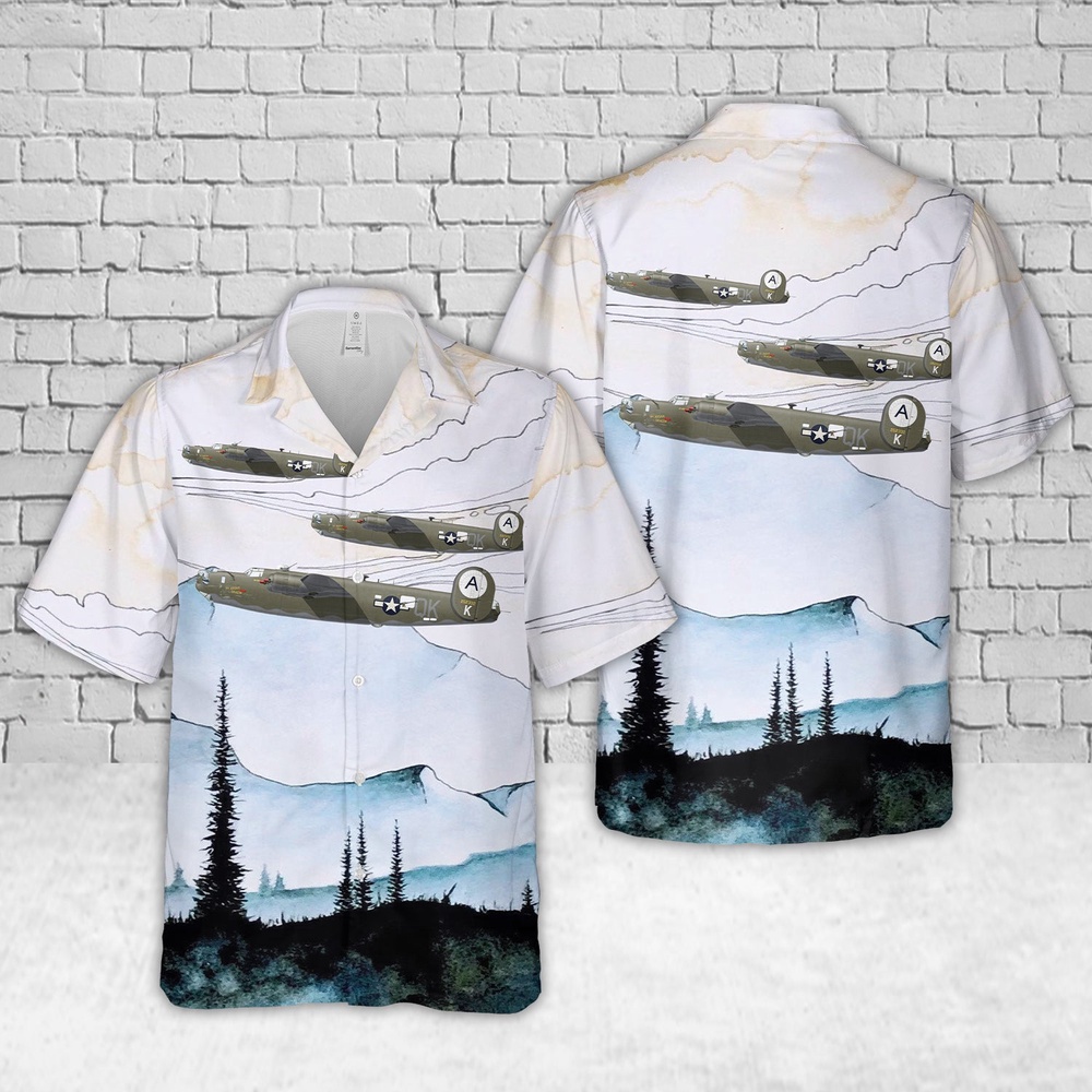Air Force Aloha Shirt, US Air Force B-24H My Ass'Am Dragon, 66th Bomb Squadron, 44th Bomb Group, 8th Air Force, 1944 Hawaiian Shirt