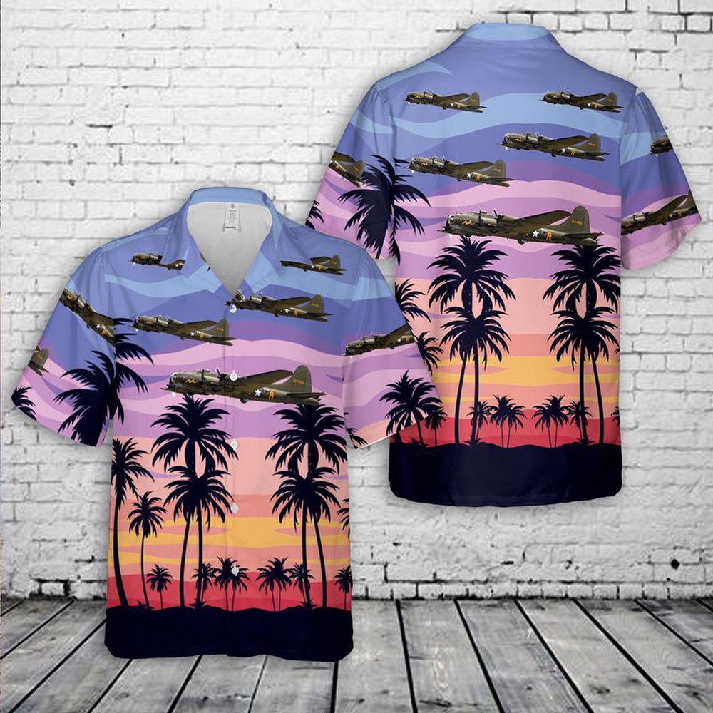 Air Force Aloha Shirt, US Air Force Boeing B-17G Flying Fortress Sally B Hawaiian Shirt