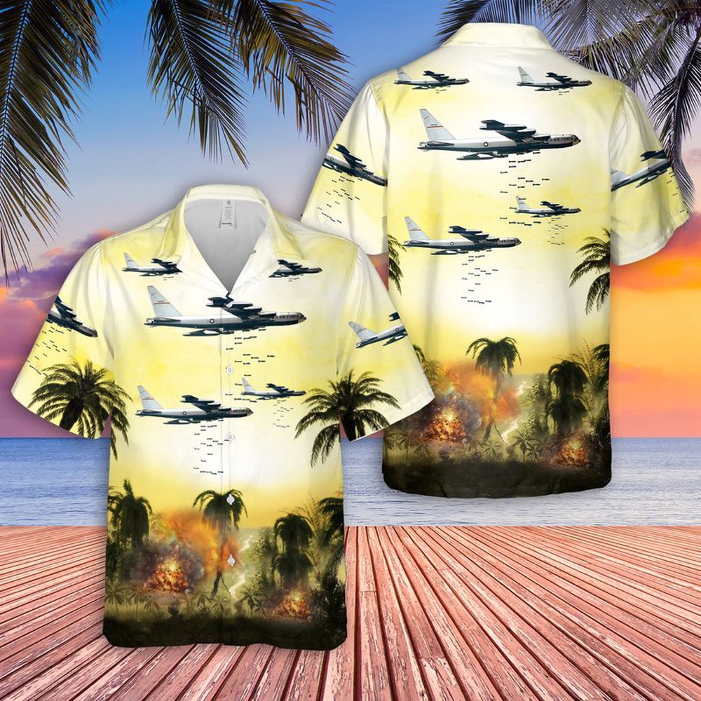 Air Force Aloha Shirt, US Air Force Boeing B-52F Dropping Bombs On Vietnam Hawaiian Shirt
