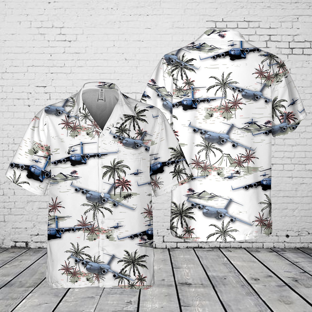 Air Force Aloha Shirt, US Air Force Boeing C-17 Globemaster III Pocket Hawaiian Shirt