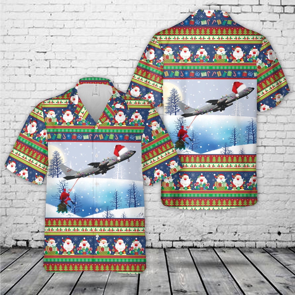 Air Force Aloha Shirt, US Air Force Boeing KC-135 Stratotanker Christmas Hawaiian Shirt