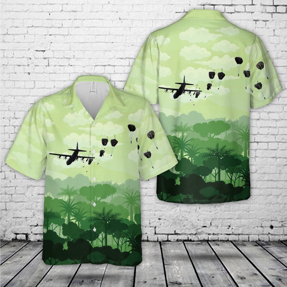 Air Force Aloha Shirt, US Air Force C-130 Hercules drops on 70th anniversary of D-Day Hawaiian Shirt