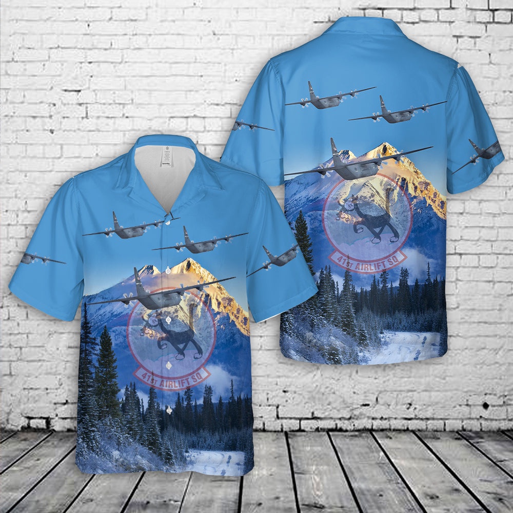 Air Force Aloha Shirt, US Air Force C-130J Super Hercules from the 41st Airlift Squadron Hawaiian Shirt
