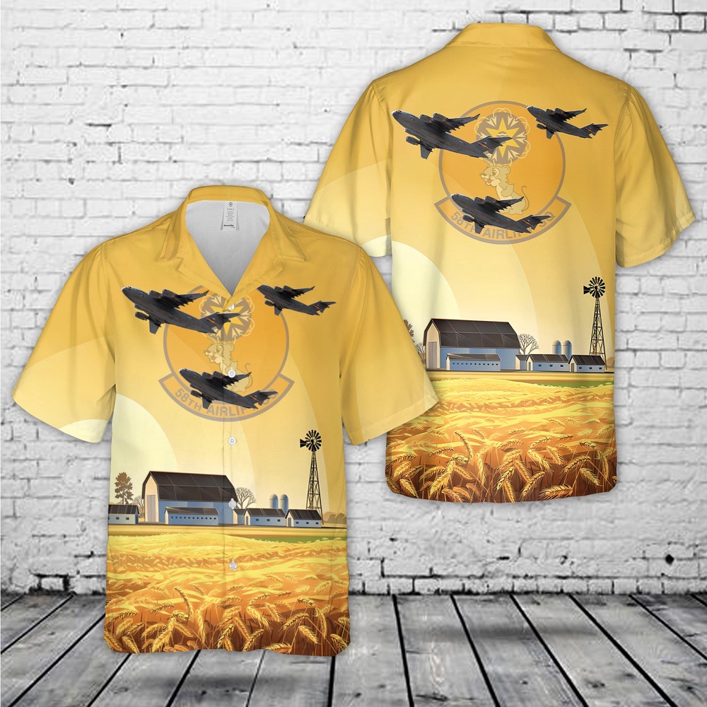 Air Force Aloha Shirt, US Air Force C-17 Globemaster III 58th Airlift Squadron Hawaiian Shirt