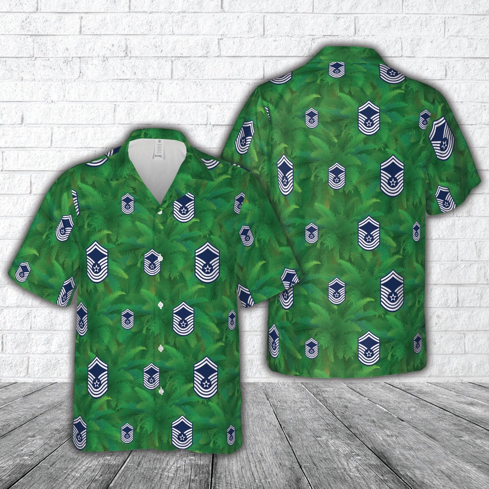 Air Force Aloha Shirt, US Air Force Chief Master Sergeant 1967-1991 insignia Hawaiian Shirt