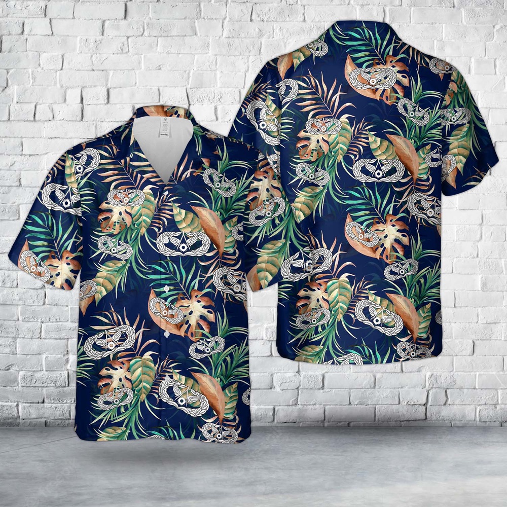 Air Force Aloha Shirt, US Air Force Civil Engineer Badge Hawaiian Shirt