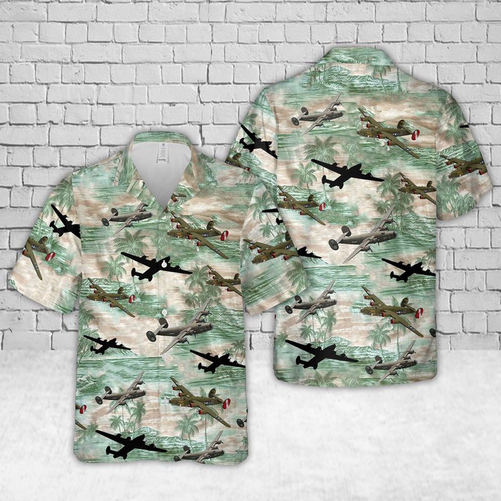 Air Force Aloha Shirt, US Air Force Consolidated B-24 Liberator In WW2 Hawaiian Shirts