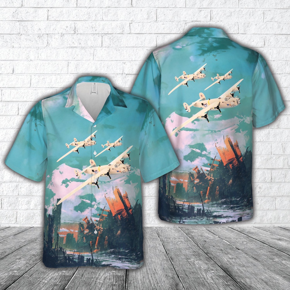 Air Force Aloha Shirt, US Air Force Consolidated B-24 Liberator 'Strawberry Bitch' Hawaiian Shirt