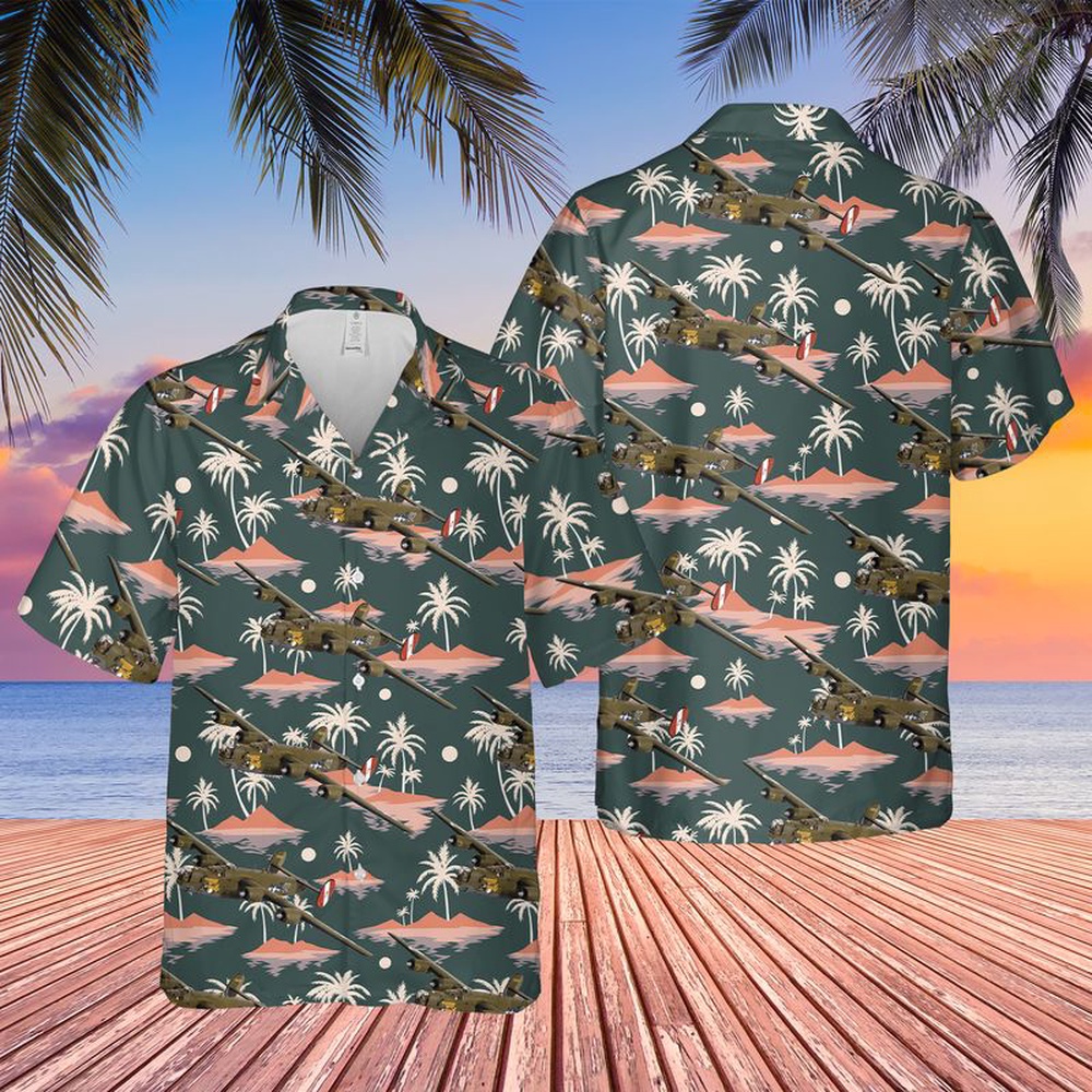 Air Force Aloha Shirt, US Air Force Consolidated B-24H-15-FO Liberator, 42-52534Q2-M 'Witchcraft' Of 467th Bomb Group Hawaiian Shirt