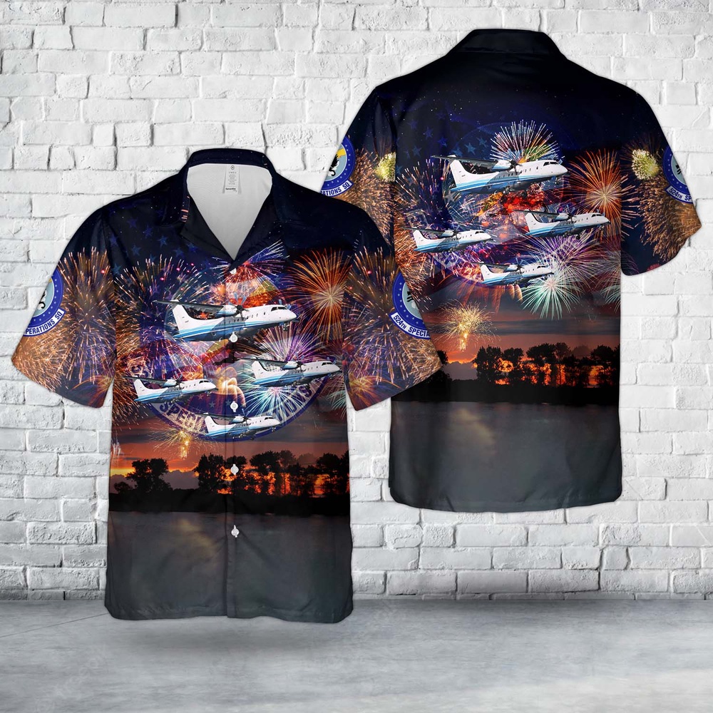 Air Force Aloha Shirt, US Air Force Dornier C-146A Wolfhound Of 524th Special Operations Squadron, 4th Of July Hawaiian Shirt