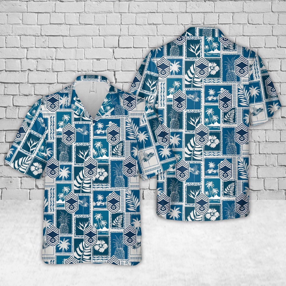Air Force Aloha Shirt, US Air Force E9a Chief Master Sergeant insignia (1994-present) Hawaiian Shirt