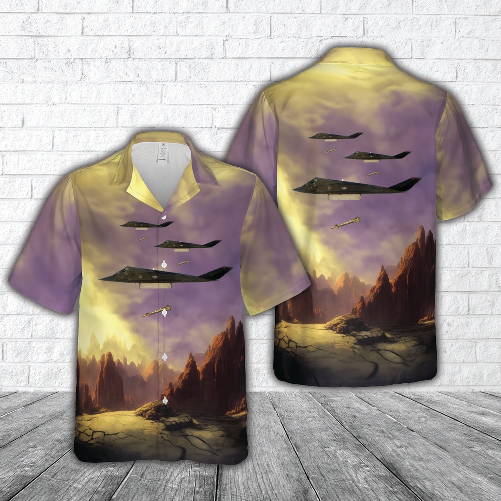 Air Force Aloha Shirt, US Air Force F-117 Nighthawk drops a GBU-27 Hawaiian Shirt