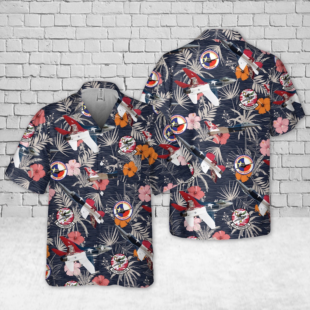 Air Force Aloha Shirt, US Air Force F-16 Fighting Falcon 457th Fighter Squadron Pocket Hawaiian Shirt