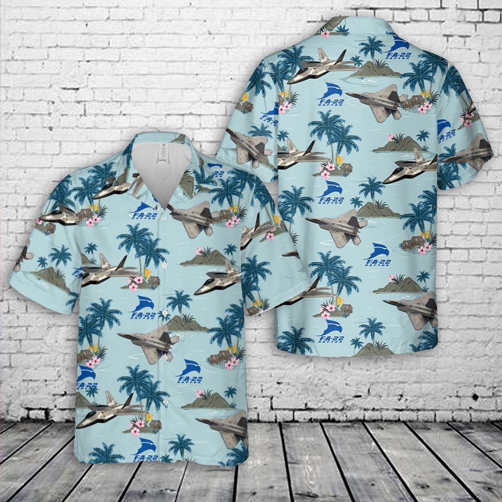 Air Force Aloha Shirt, US Air Force FA-22 Raptor Military Fighter Jet Hawaiian Shirt