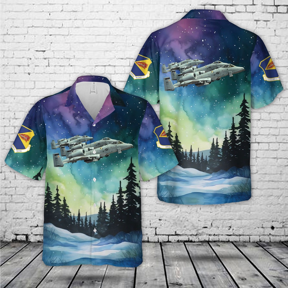 Air Force Aloha Shirt, US Air Force Fairchild Republic A-10s Thunderbolt II 355th Fighter Wing Hawaiian Shirt
