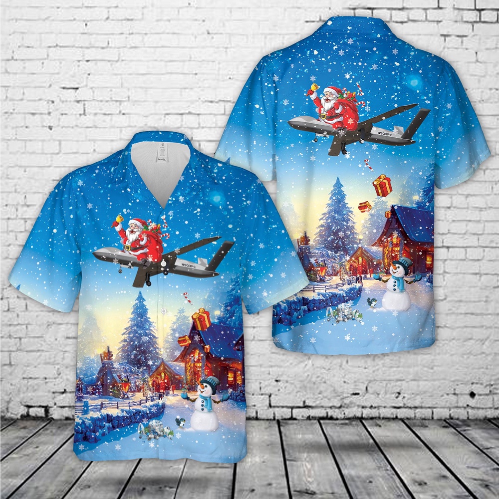 Air Force Aloha Shirt, US Air Force General Atomics MQ-20 Avenger Skyborg Christmas Hawaiian Shirt