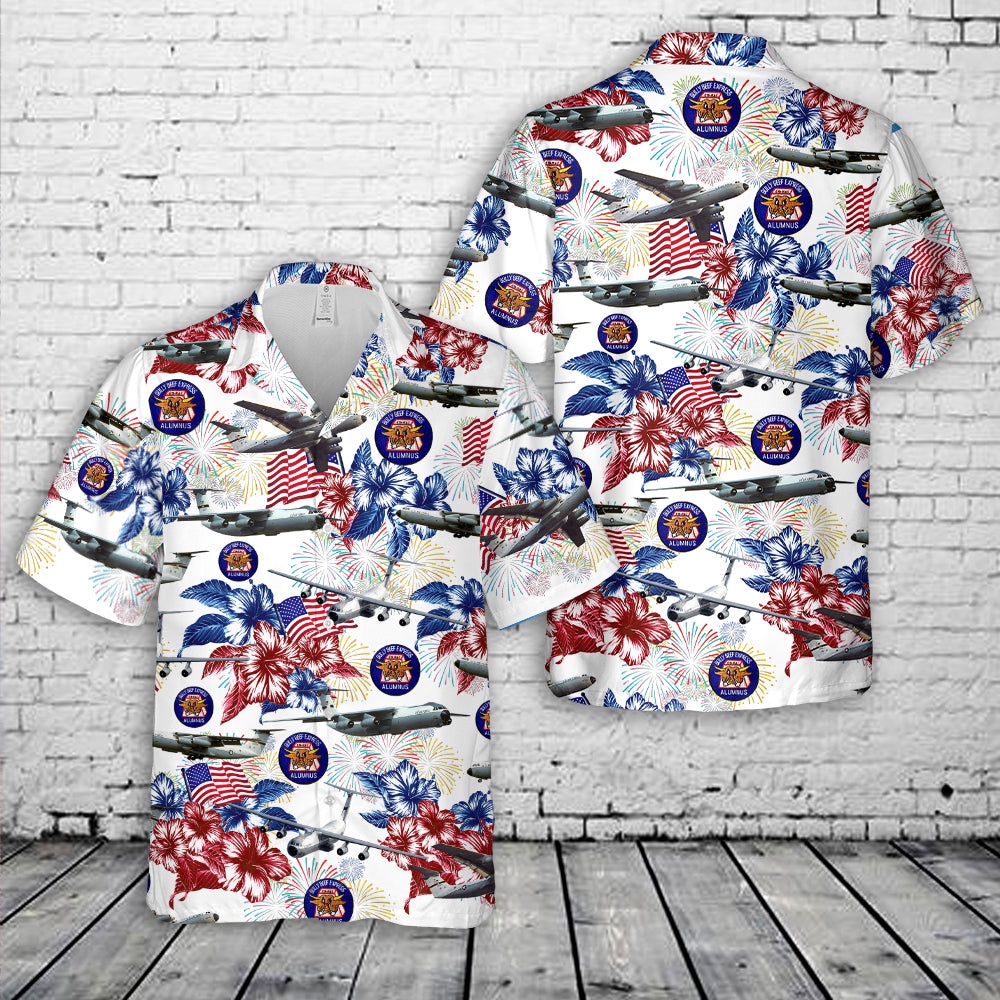 Air Force Aloha Shirt, US Air Force Hanoi Taxi Lockheed C-141 Starlifter Flag Hawaiian Shirt