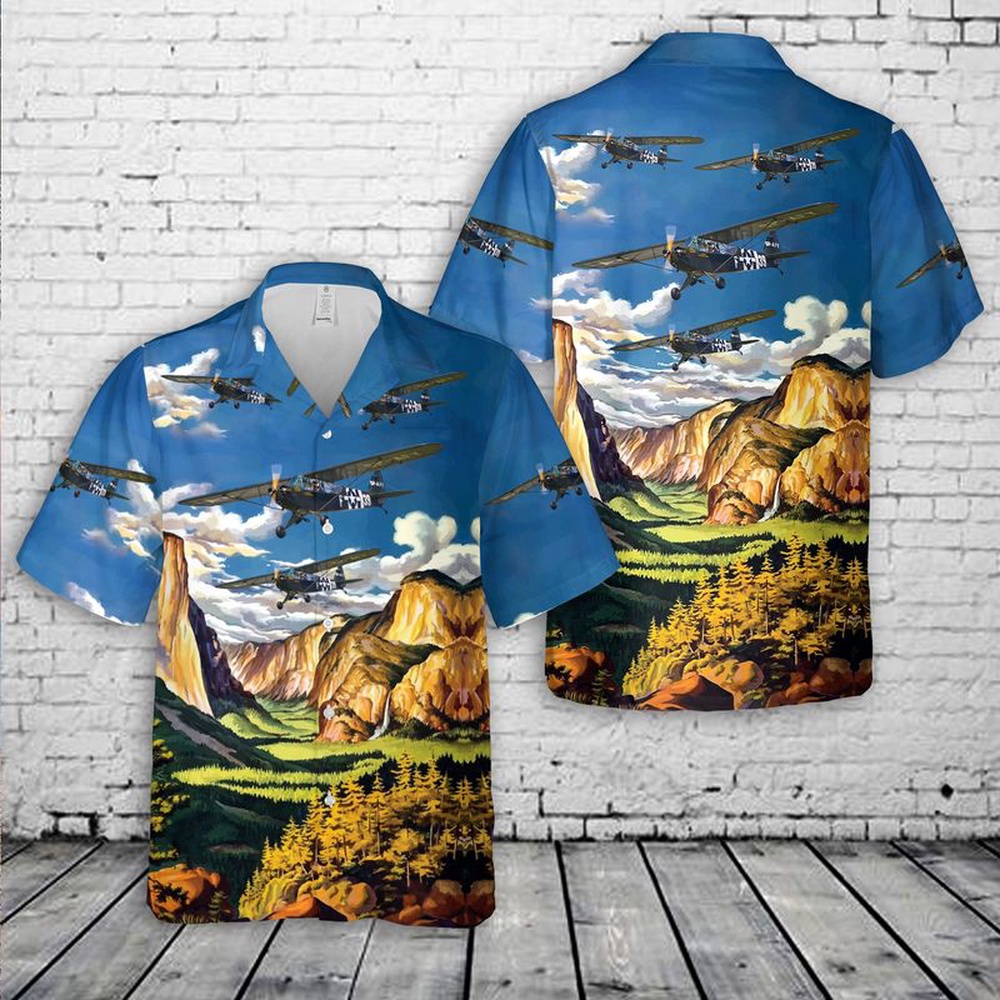 Air Force Aloha Shirt, US Air Force J-3 CubL-4 Grasshopper Hawaiian Shirt
