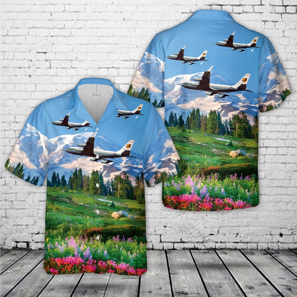 Air Force Aloha Shirt, US Air Force KC-135A in flight with Winglets for NASA Hawaiian Shirt