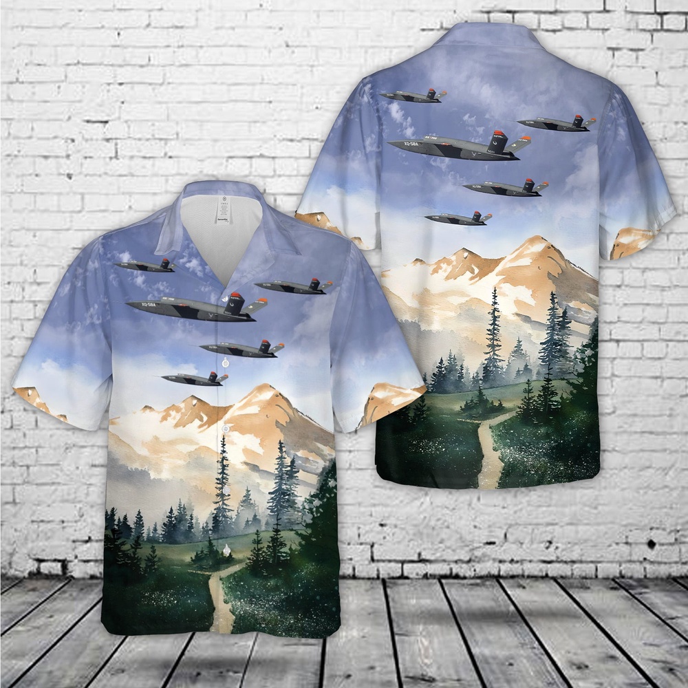 Air Force Aloha Shirt, US Air Force Kratos XQ-58 Valkyrie Hawaiian Shirt