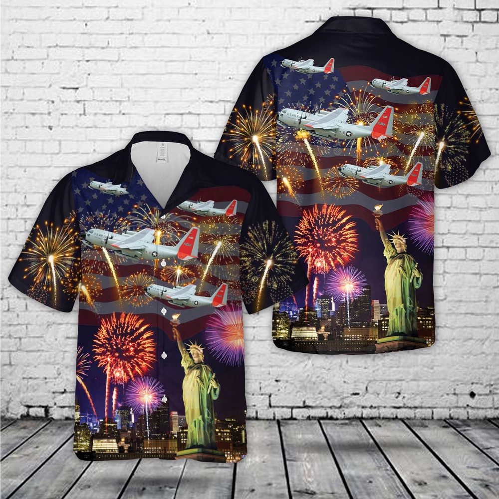 Air Force Aloha Shirt, US Air Force LC-130 Hercules Skibird , 4th Of July Hawaiian Shirt
