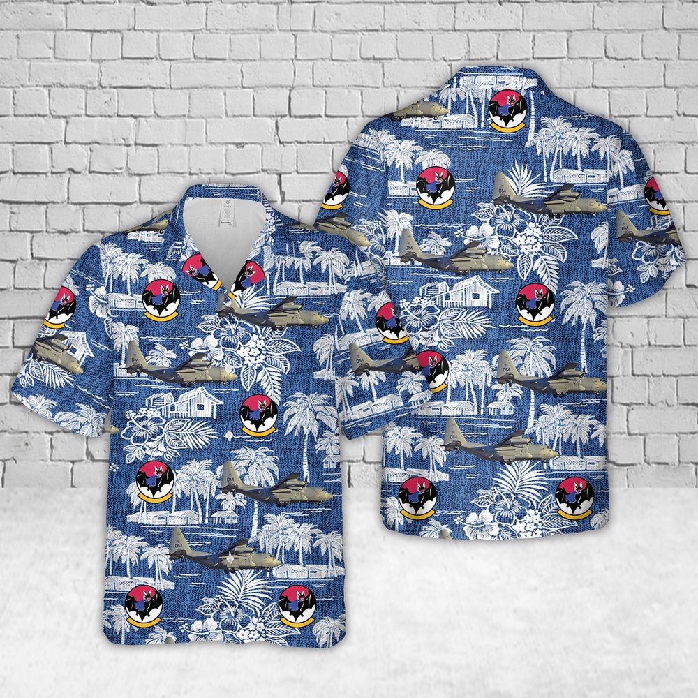 Air Force Aloha Shirt, US Air Force Lockheed EC-130H Compass Call of the 43d Electronic Combat Squadron 64-14862 Hawaiian Shirt