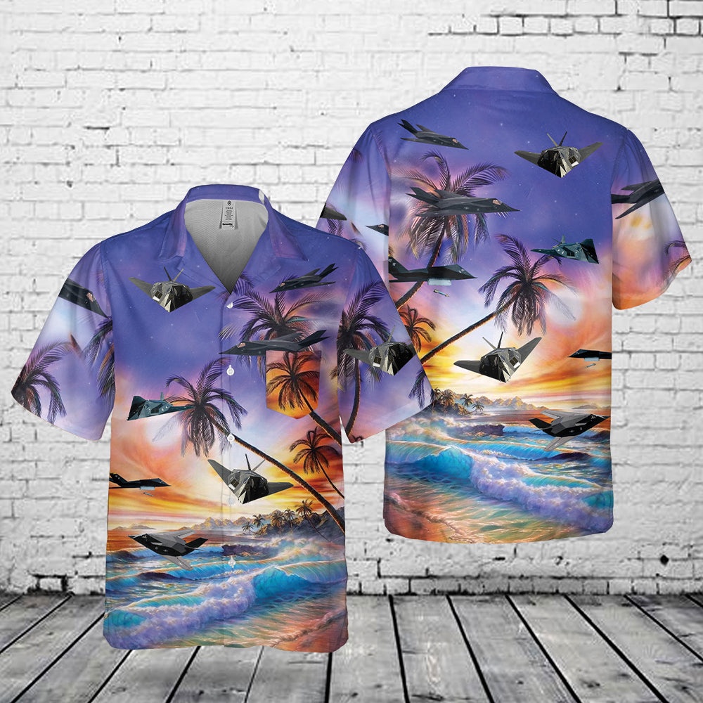 Air Force Aloha Shirt, US Air Force Lockheed F-117 Nighthawk Pocket Hawaiian Shirt