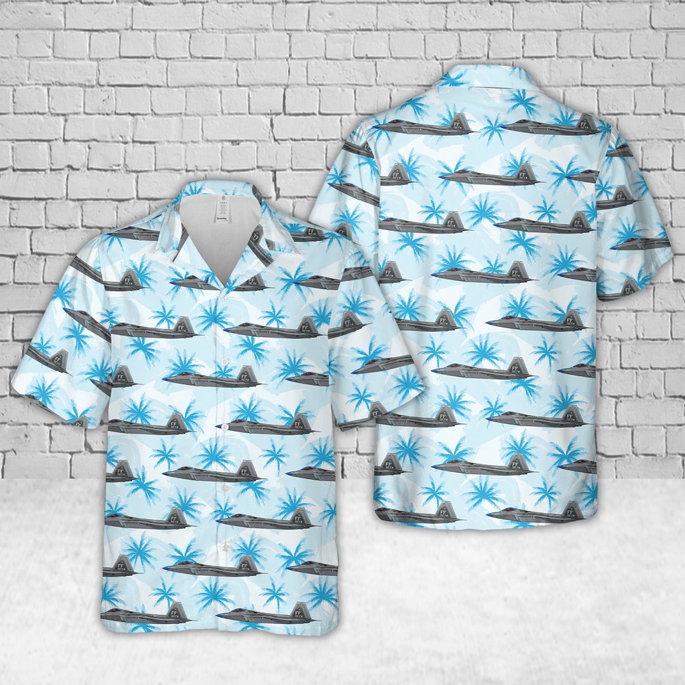 Air Force Aloha Shirt, US Air Force Lockheed F-22 Raptor 192nd FW Cripes A`Mighty Hawaiian Shirt