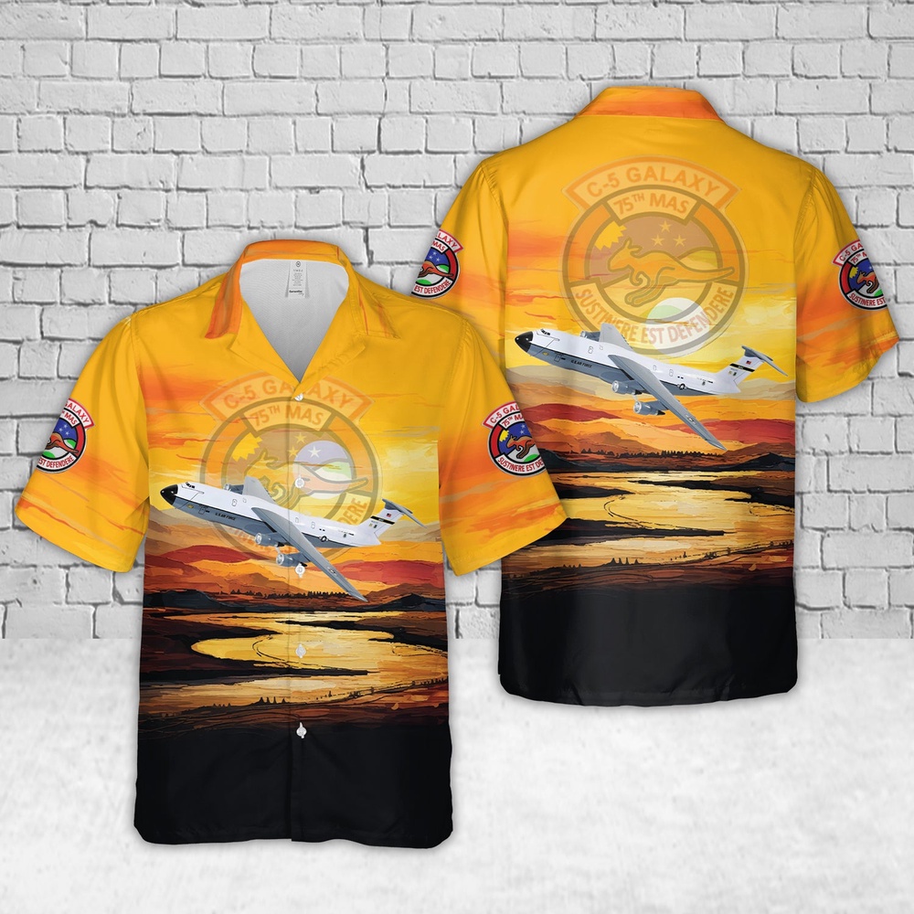 Air Force Aloha Shirt, US Air Force Lockheed Martin C-5A Galaxy, 60th MAW 75th MAS Hawaiian Shirt