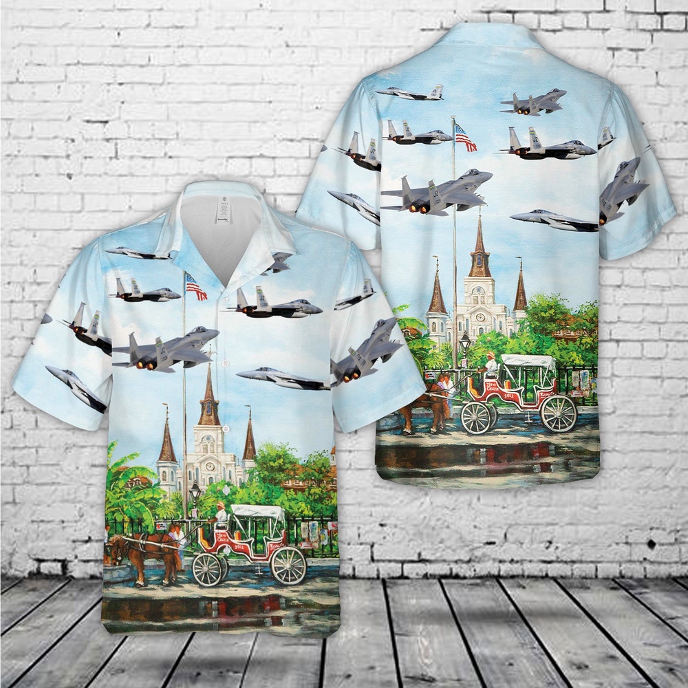 Air Force Aloha Shirt, US Air Force Louisiana Air National Guard F-15 Eagle Hawaiian Shirt