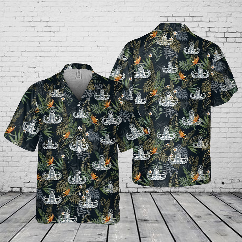 Air Force Aloha Shirt, US Air Force Master Explosive Ordnance Disposal (EOD) Pocket Hawaiian Shirt