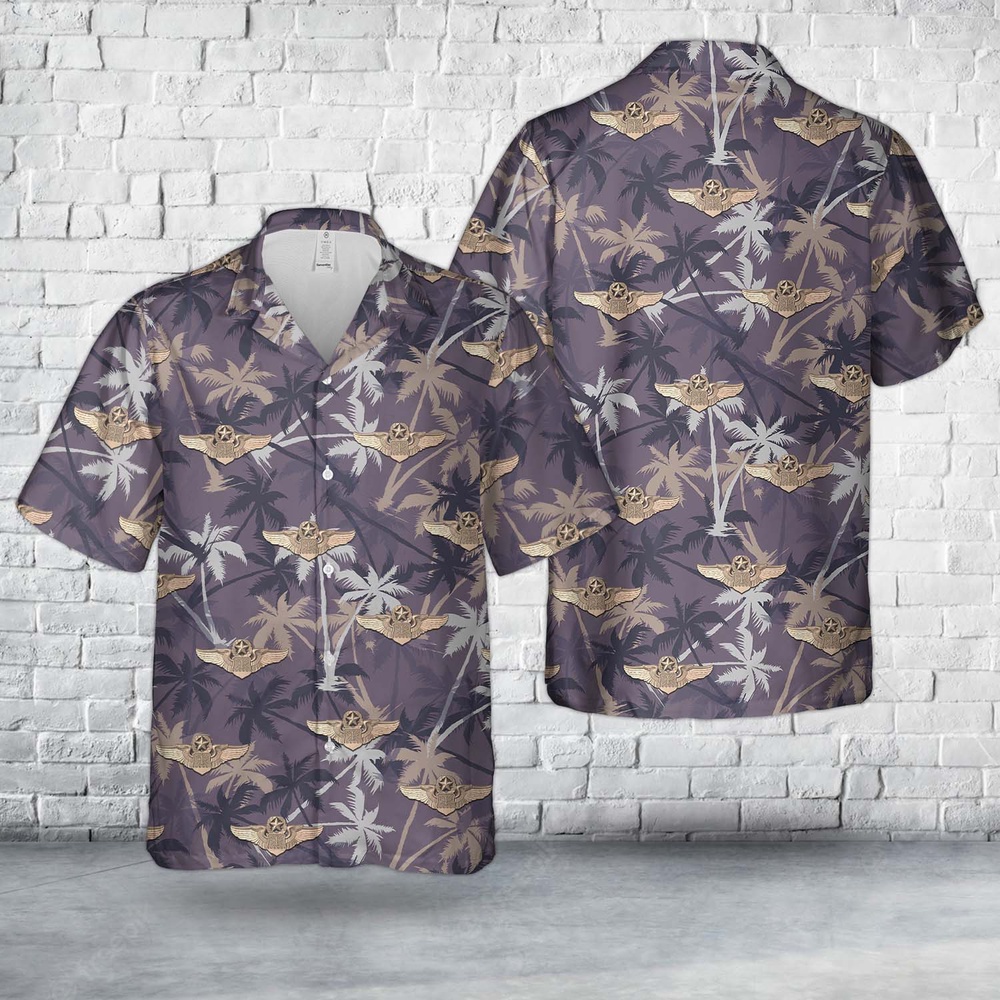 Air Force Aloha Shirt, US Air Force Master Navigator Wings Insignia Hawaiian Shirt
