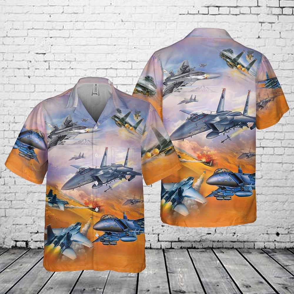 Air Force Aloha Shirt, US Air Force McDonnell Douglas F-15 Eagle Pocket Hawaiian Shirt