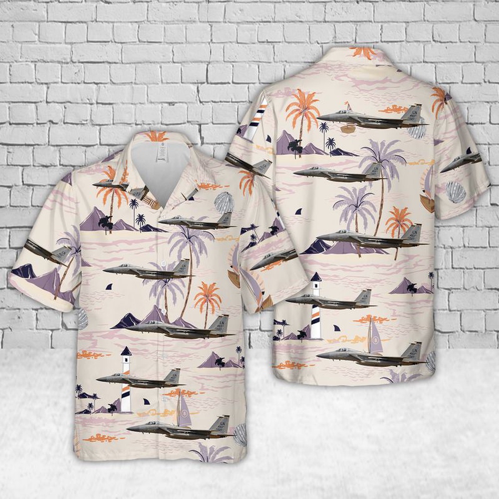 Air Force Aloha Shirt, US Air Force McDonnell Douglas F-15C Eagle 84-0027 Of The 493rd Fighter Squadron Hawaiian Shirt