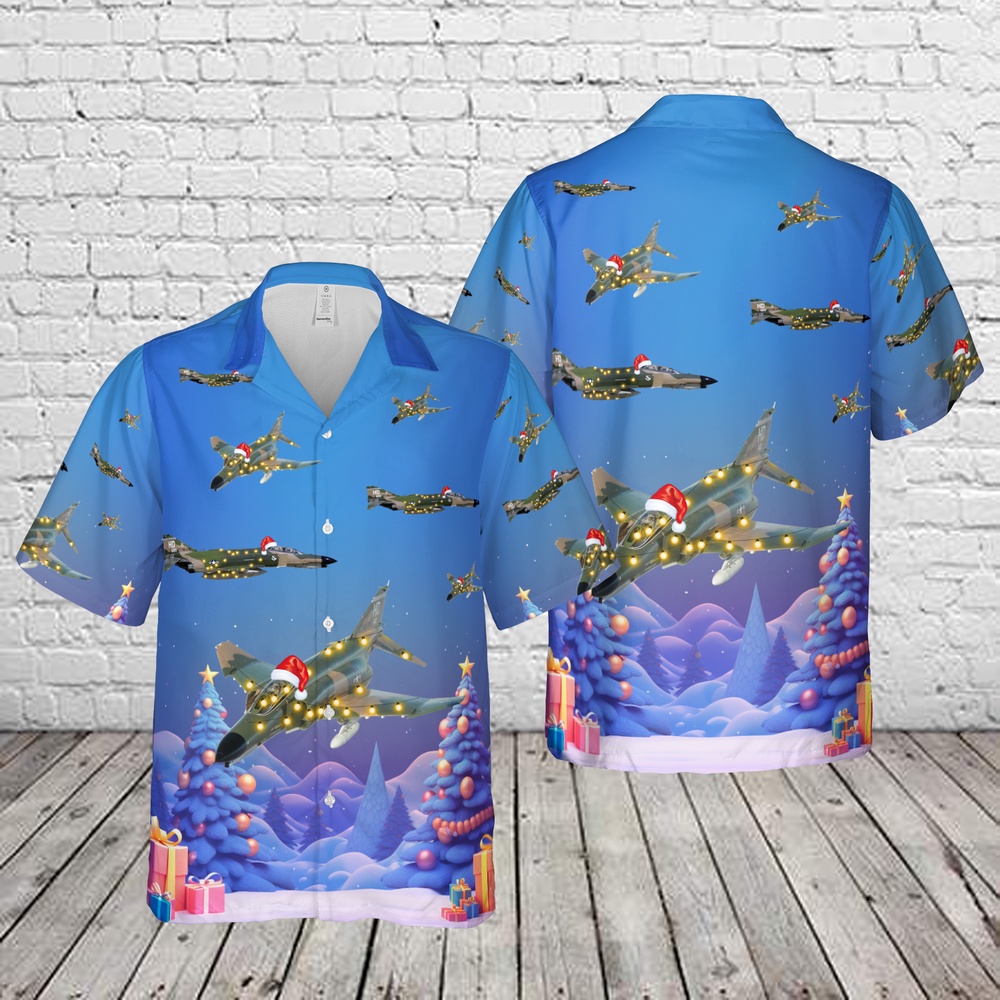 Air Force Aloha Shirt, US Air Force McDonnell Douglas F-4 Phantom II Christmas Hawaiian Shirt