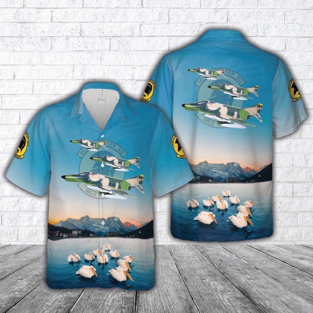 Air Force Aloha Shirt, US Air Force McDonnell Douglas F-4G Phantom II Wild Weasel 561st Tactical Fighter Squadron Hawaiian Shirt