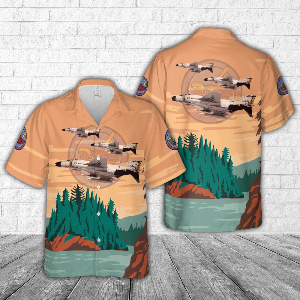 Air Force Aloha Shirt, US Air Force Michigan Air National Guard 171st Fighter-Interceptor Squadron F-4C Phantom II Hawaiian Shirt