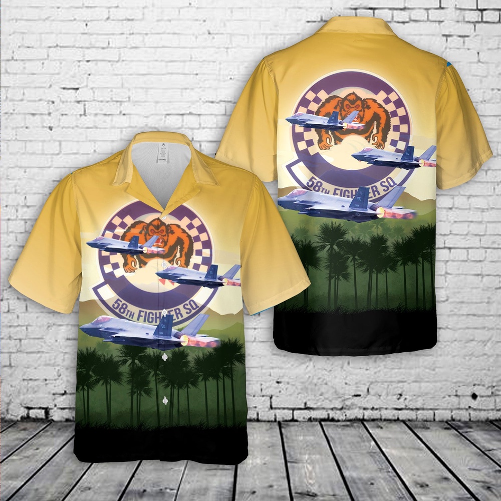Air Force Aloha Shirt, US Air Force MIGHTY GORILLA F-35A Lightning II Hawaiian Shirt
