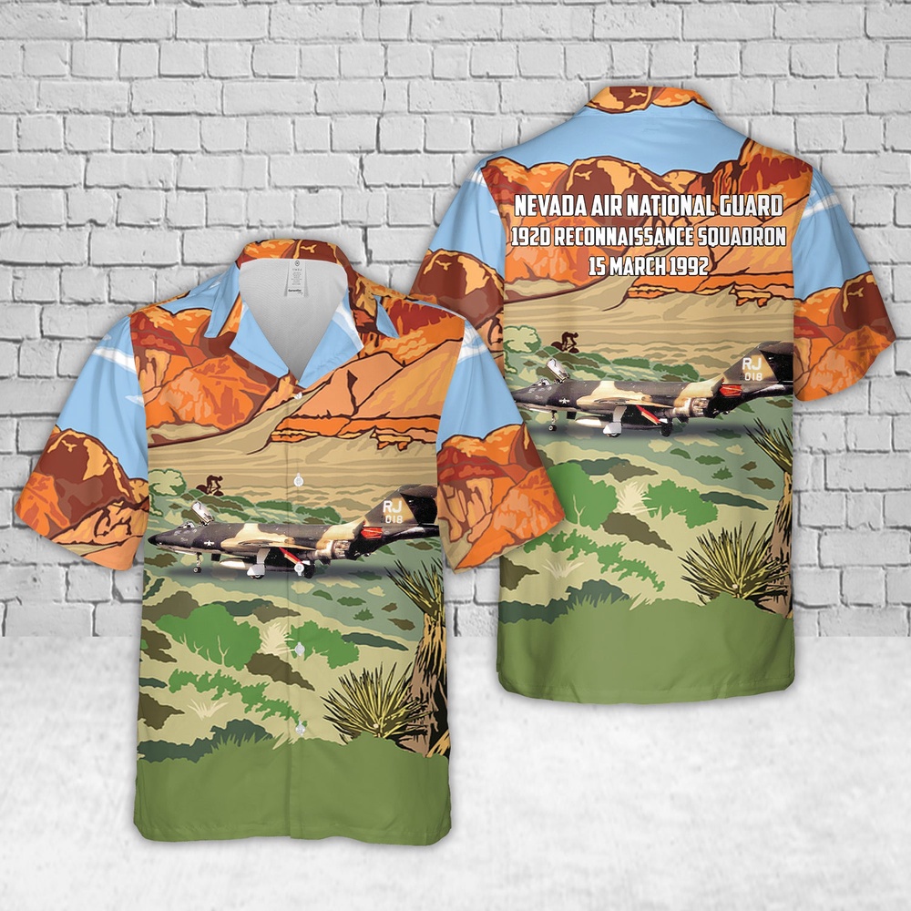 Air Force Aloha Shirt, US Air Force Nevada Air National Guard 192d Reconnaissance Squadron RF-101H 56-018 Hawaiian Shirt