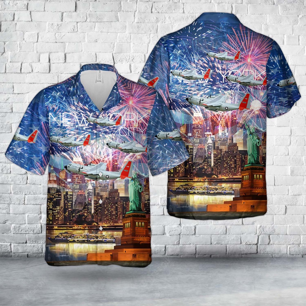 Air Force Aloha Shirt, US Air Force New York Air National Guard 139th Airlift Squadron LC-130 Skibird, 4th Of July Hawaiian Shirt
