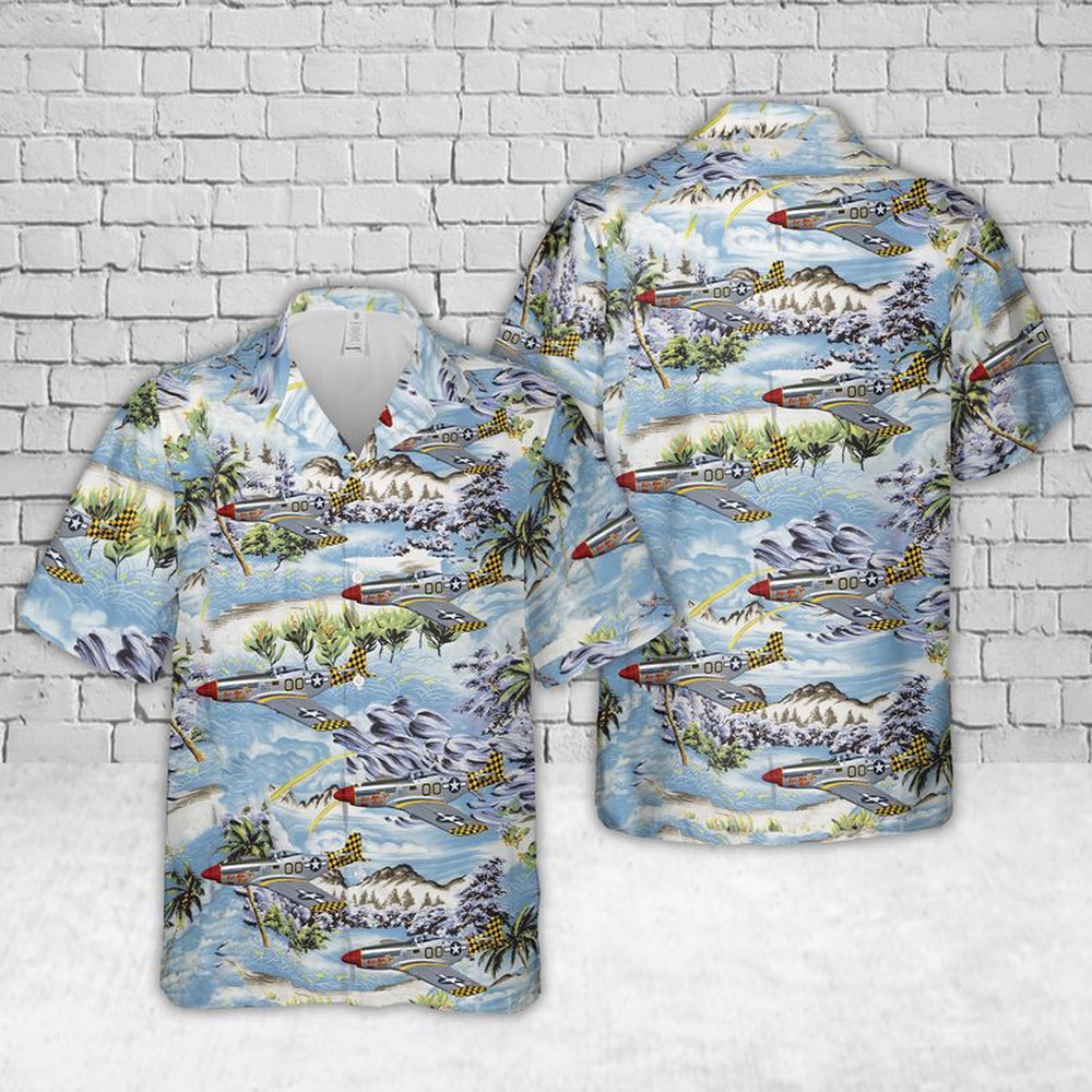 Air Force Aloha Shirt, US Air Force North American P-51D Mustang Boo-Man Choo Hawaiian Shirt