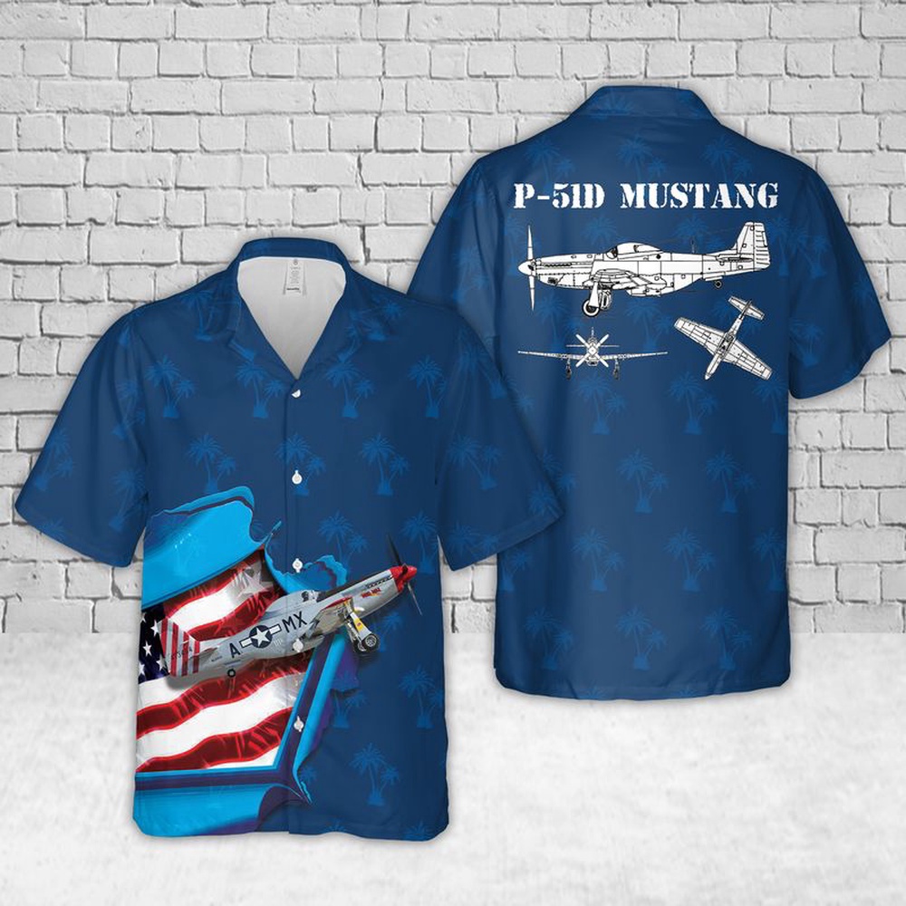 Air Force Aloha Shirt, US Air Force North American P-51D Mustangs Mad Max Hawaiian Shirt
