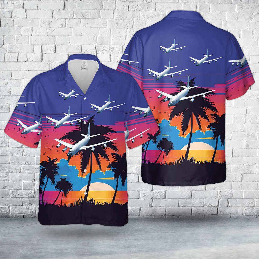 Air Force Aloha Shirt, US Air Force RC-135M Rivet Card (sn 62-4132) of the 82nd RS Hawaiian Shirt