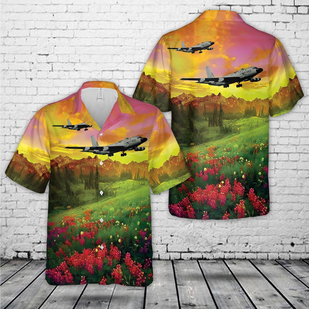 Air Force Aloha Shirt, US Air Force RC-135S Nancy Rae Wanda Belle Rivet Ball Hawaiian Shirt