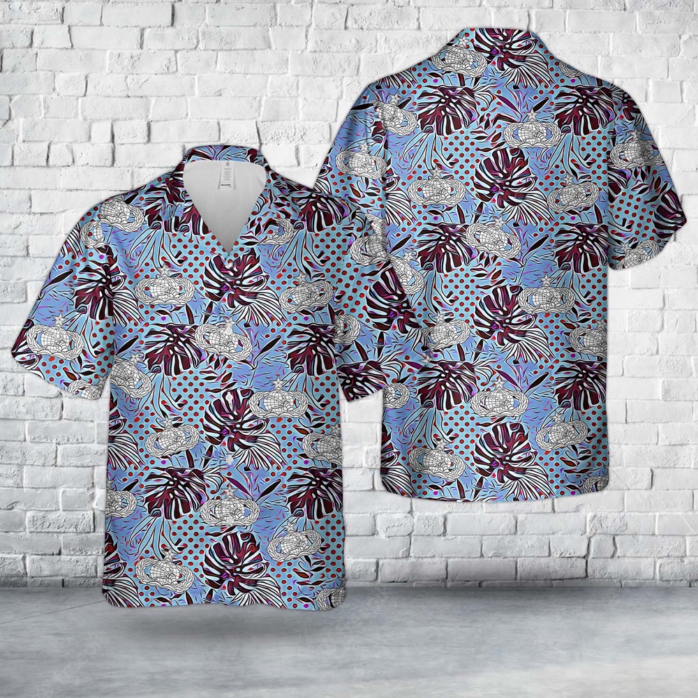 Air Force Aloha Shirt, US Air Force Senior Communications and Information Badge Hawaiian Shirt