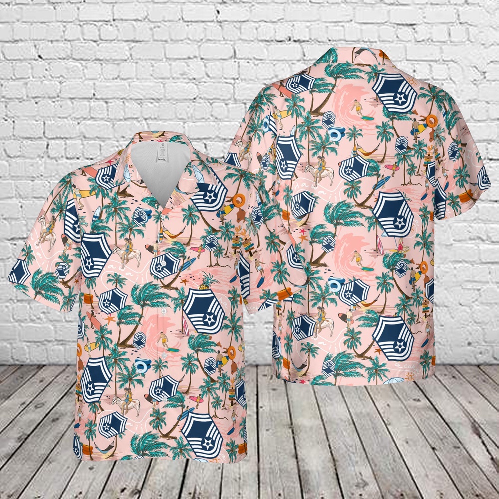 Air Force Aloha Shirt, US Air Force Senior master sergeant Rank Hawaiian Shirt