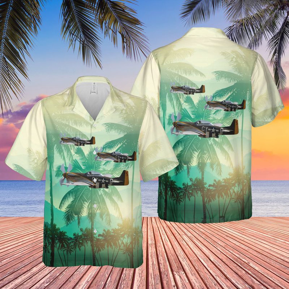 Air Force Aloha Shirt, US Air Force TF-51D-25 Mustang 44-84847 Miss Velma Hawaiian Shirt