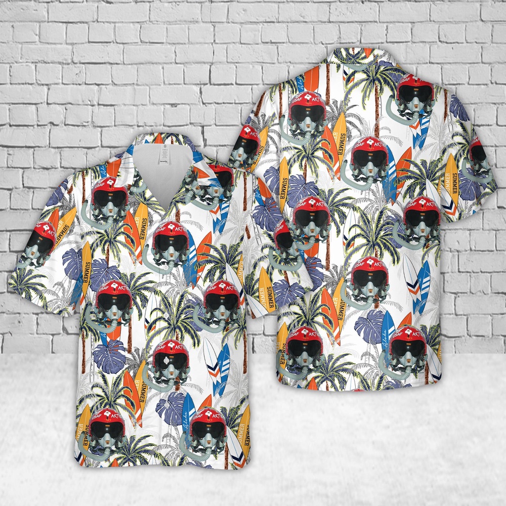 Air Force Aloha Shirt, US Air Force The Fabulous Thunderbirds Helmet Hawaiian Shirt