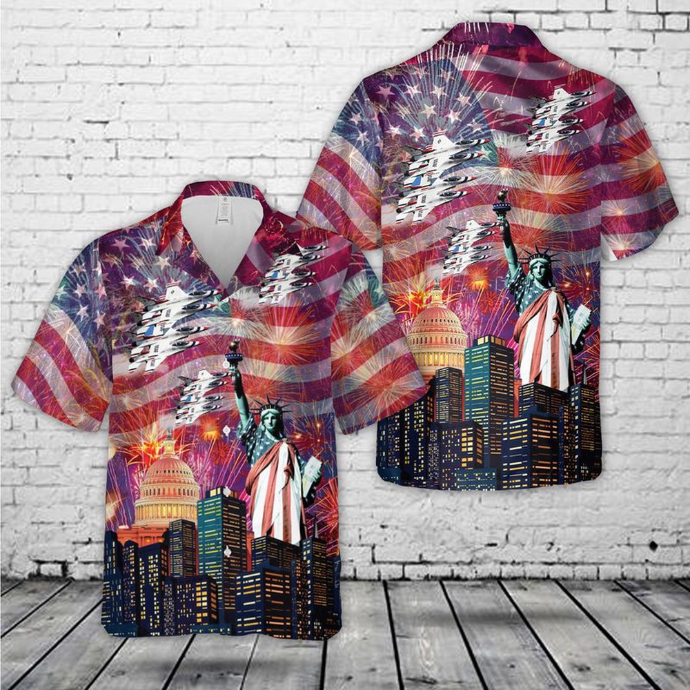 Air Force Aloha Shirt, US Air Force Thunderbirds, 4th Of July Hawaiian Shirt