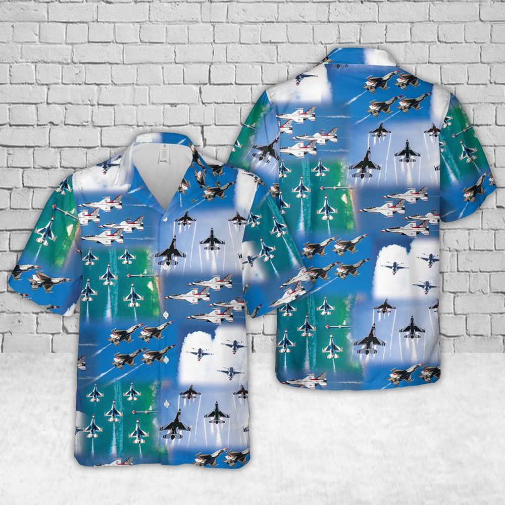 Air Force Aloha Shirt, US Air Force Thunderbirds Air Show Hawaiian Shirt